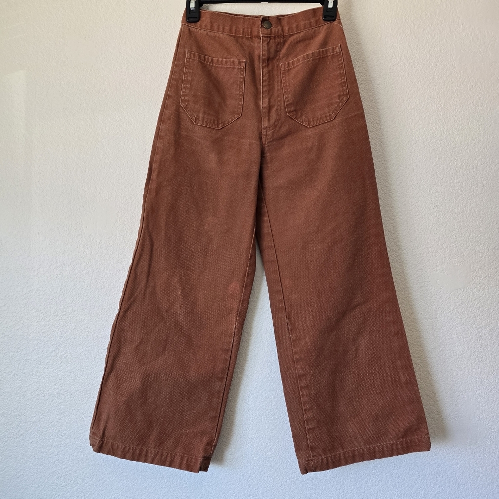 Lykke Wullf Women's Size‎ XS Rust Sandi Wide Leg 100% Cotton Pants *Flaws